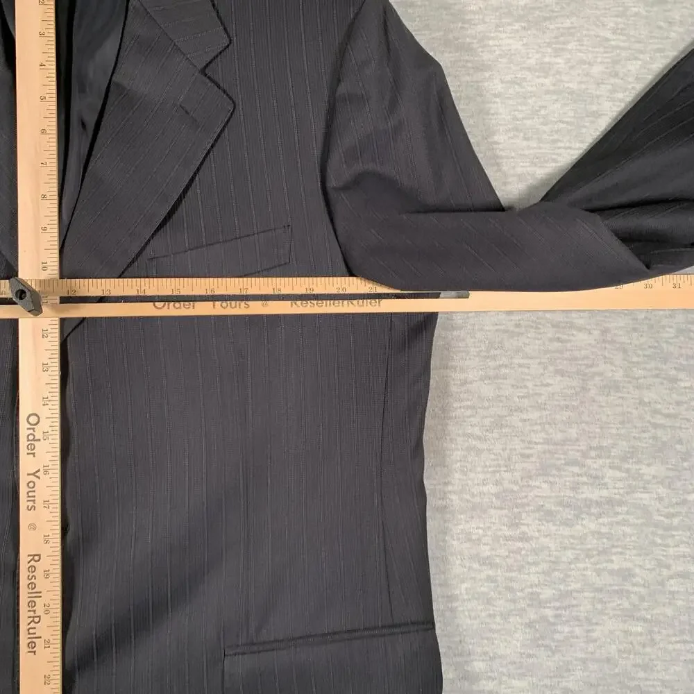 Canali Suit Jacket Mens 56R Gray Pinstripe Wool Super 120s Made Italy Saks Fifth